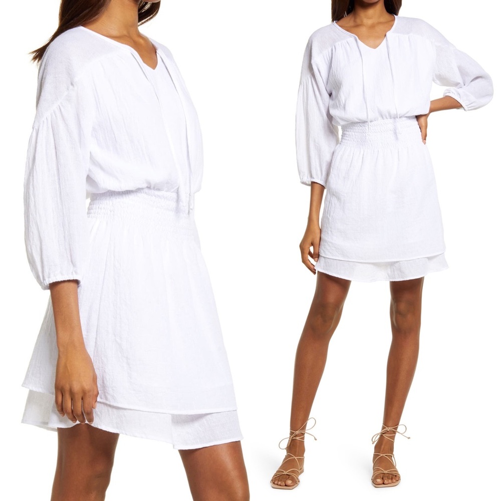 FRAICHE BY J Smocked Tie Neck Minidress NWOT